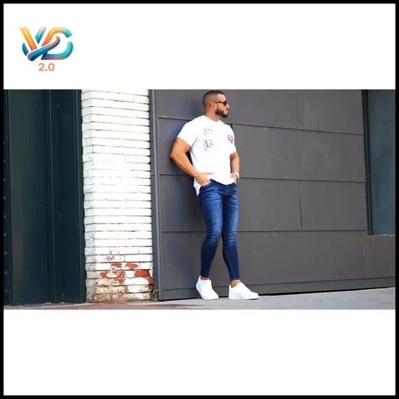 Skinny Jeans Stretch Tapered Leg Slim Fit Elastic Waist Modern Casual